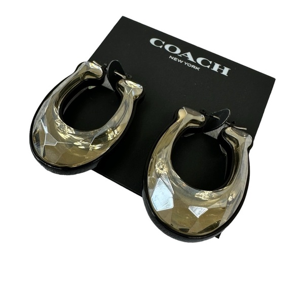 COACH Women's Signature Stone Hoop Earrings - Picture 4 of 8